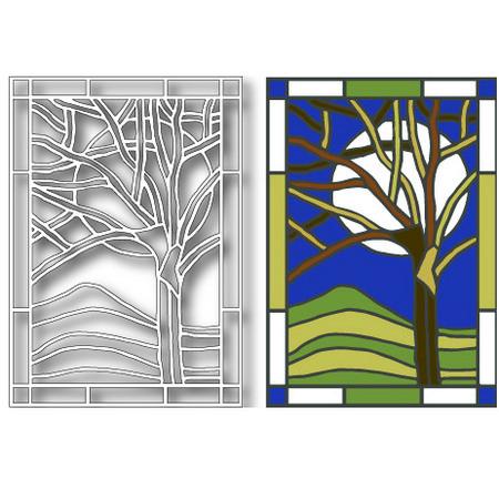TUTTI-408 Winter Tree Stained Glass